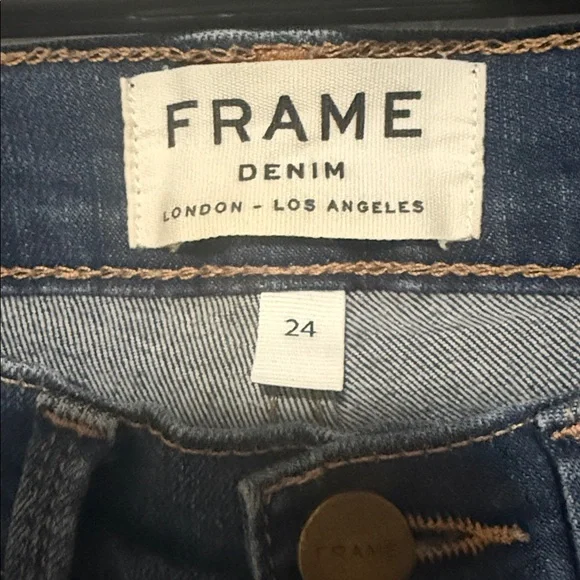 👖 FRAME Le Skinny de Jeanne Jeans Size 24 | Premium Stretch Denim Medium Wash - Picture 2 of 8
